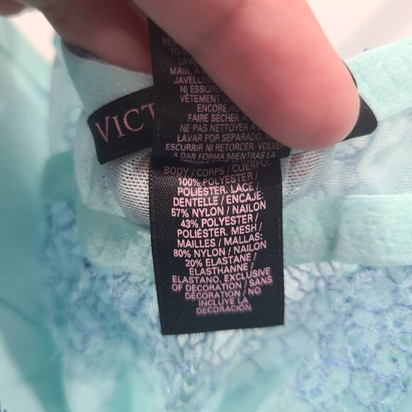 Victoria's Secret Womens Sz 34D Light Blue Fairy Open Front Slip Top Nightie - Picture 9 of 10